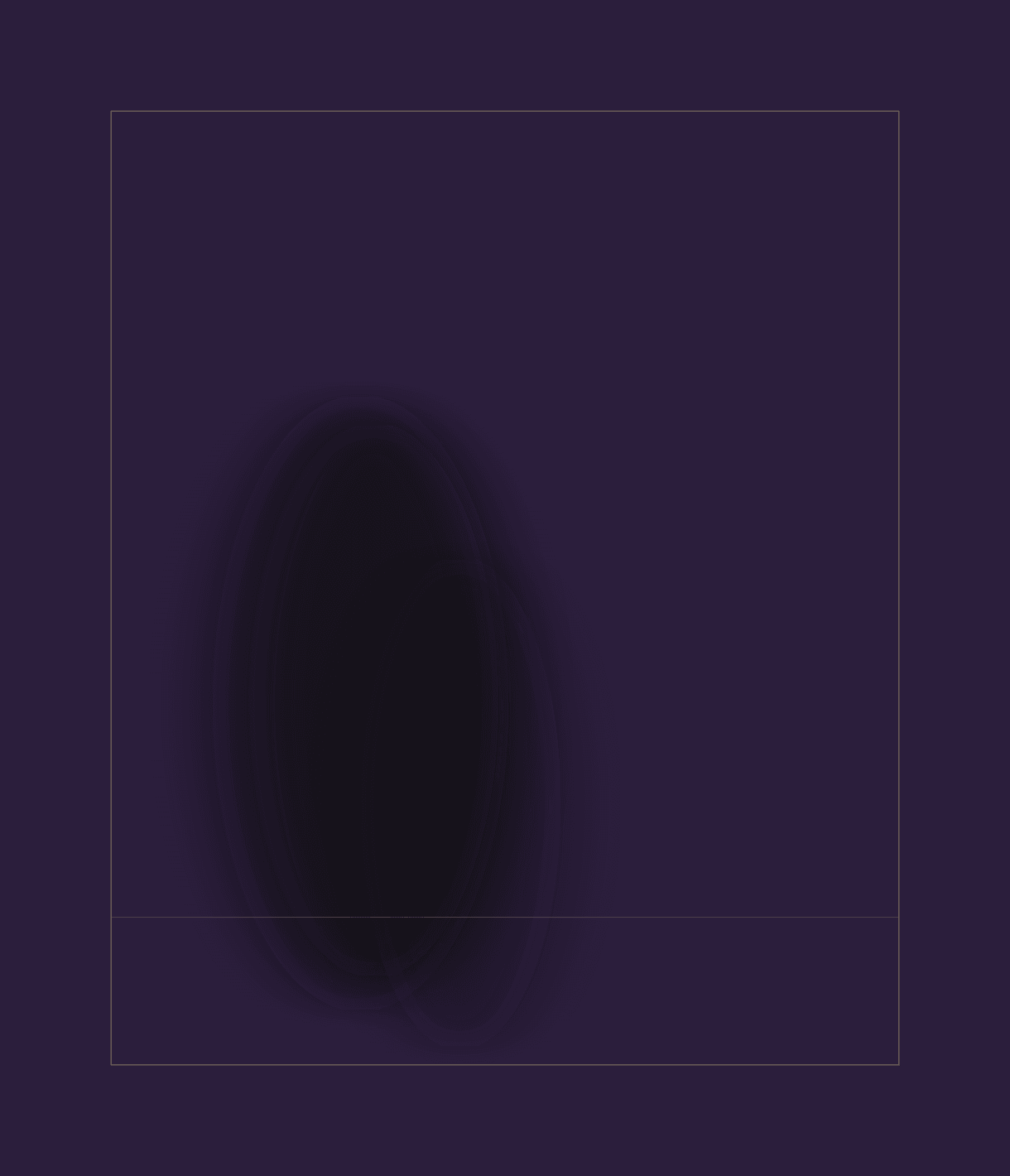 A small head, blurred as if turning, on a flat dioxazine violet ground with no surrounding structure.